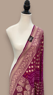 Pure Georgette Banarasi Bandhej Handloom Dupatta - The Handlooms