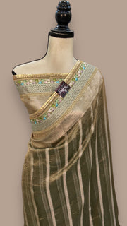 Pure Kora Tissue Handloom Banarasi Saree With Lace - The Handlooms