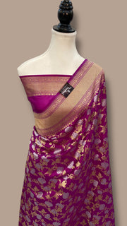 Pure Katan Silk Banarasi Handloom Saree - All over Sona Roopa Jaal work - The Handlooms
