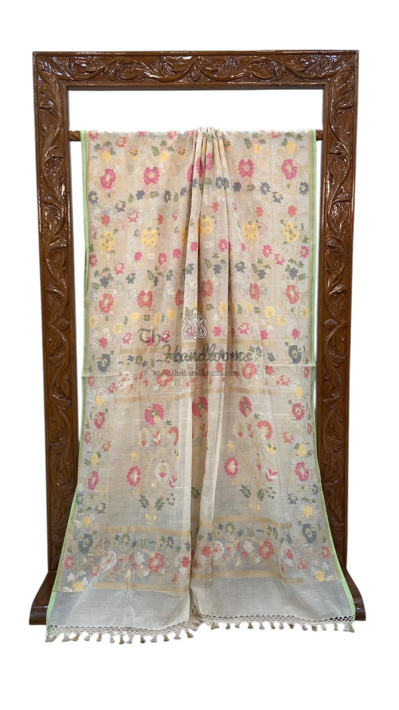 Pure Cotton Jamdani Handloom Banarasi Saree - The Handlooms
