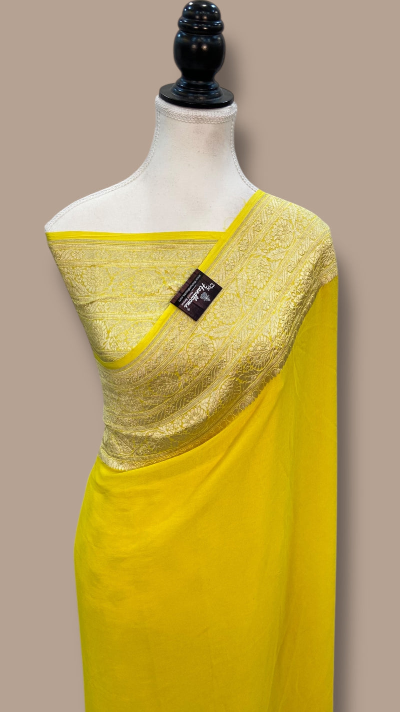 Khaddi Georgette Handloom Banarasi Saree - The Handlooms