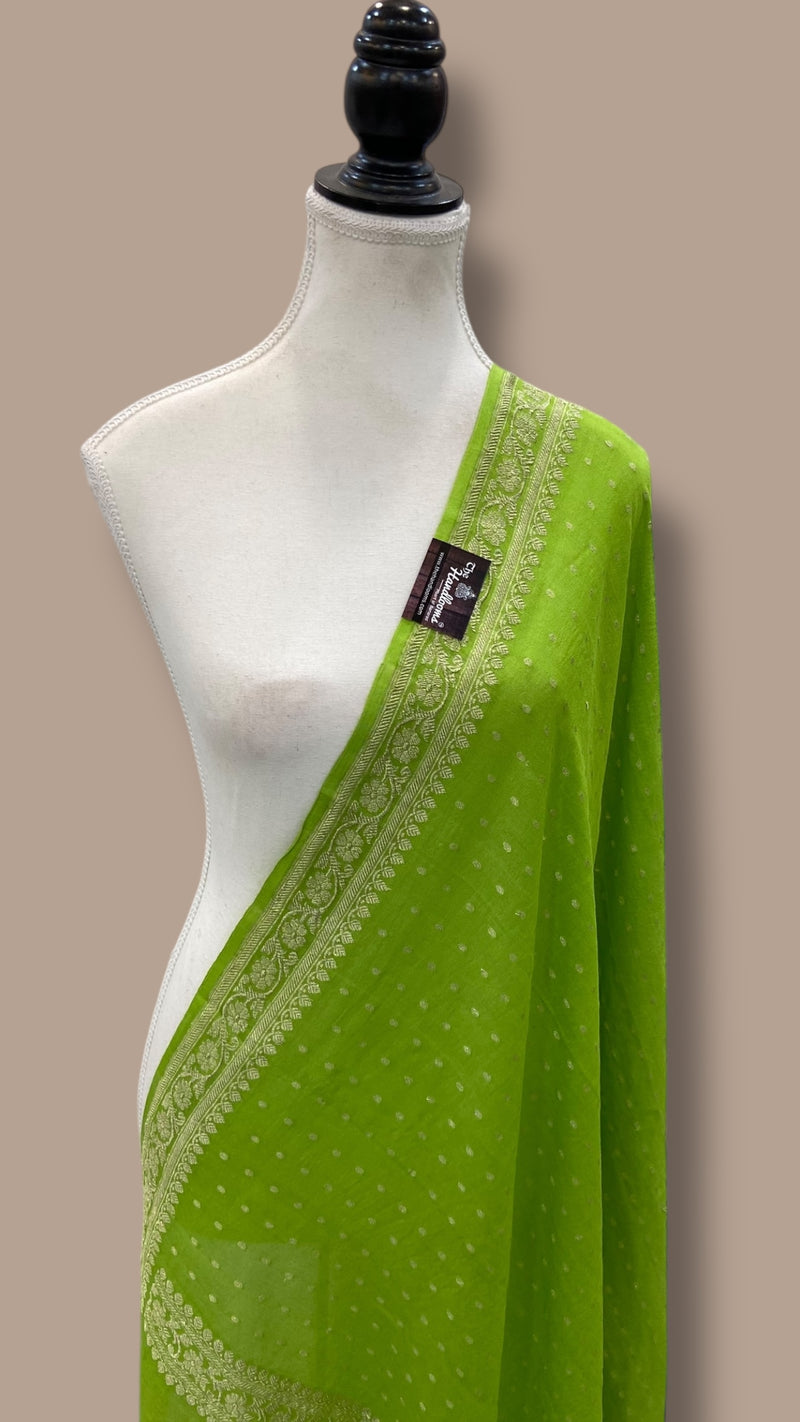 Pure Moonga Handloom Dupatta - Water Zari - The Handlooms
