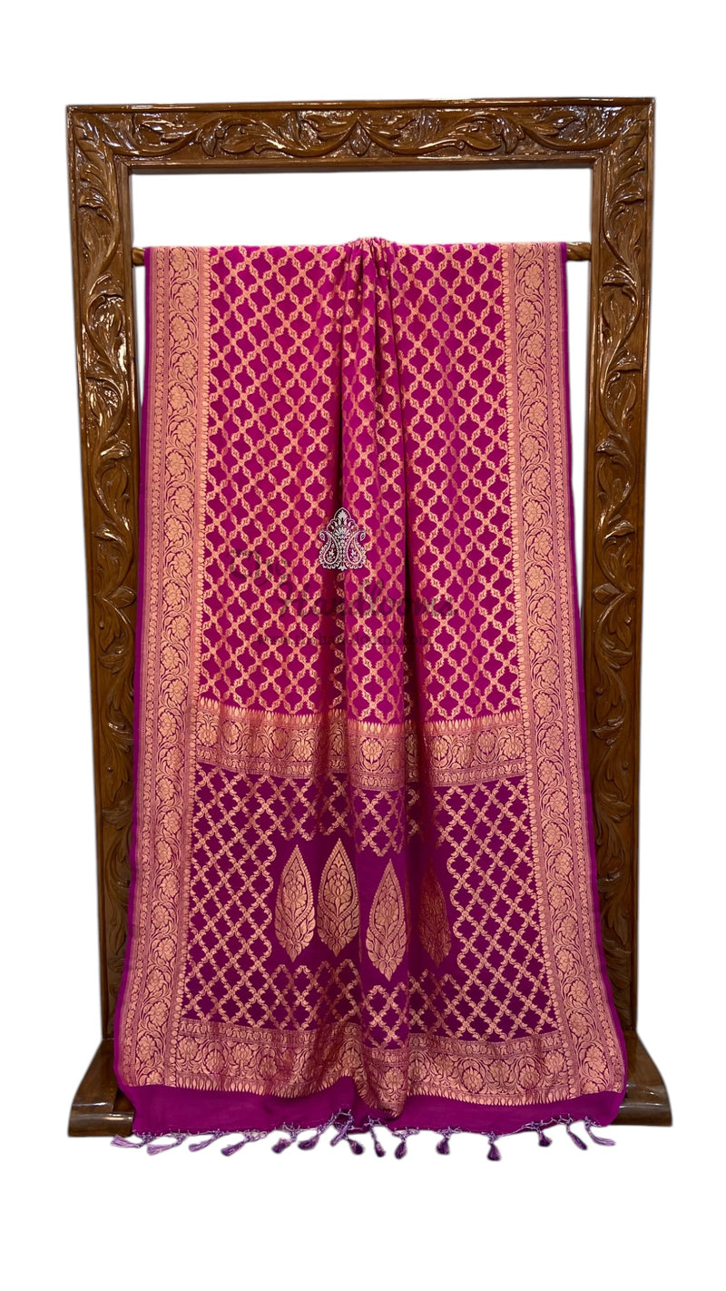 Pure Khaddi Georgette Banarasi Saree -  Gold zari - The Handlooms