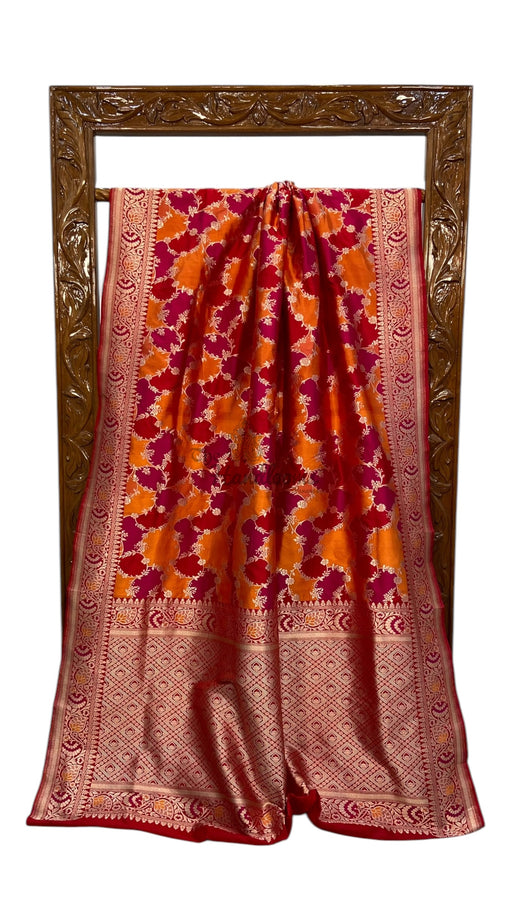 Pure Katan Silk Banarasi Handloom Saree - All over Jaal work - With Meenakari - The Handlooms