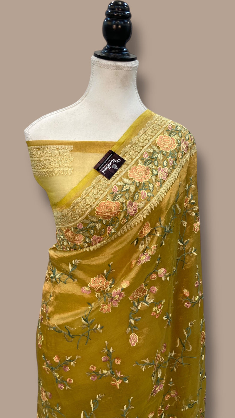 Pure Tissue Handloom Banarasi Saree With Chikankari - The Handlooms