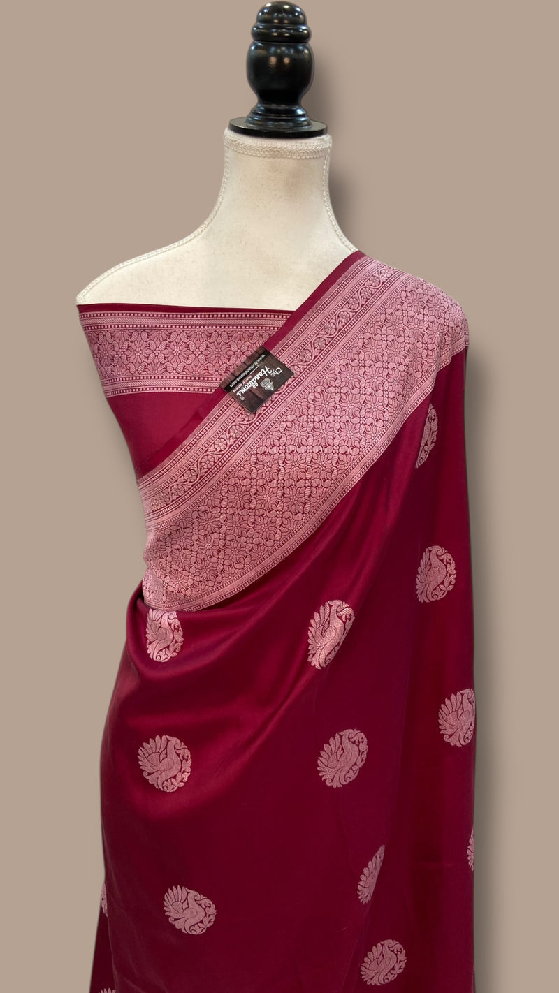 Pure Katan Silk Banarasi Handloom Saree - All over Kadua motifs - The Handlooms