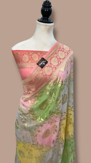Rangkat Pure Khaddi Georgette Handloom Banarasi Saree - The Handlooms