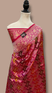 Pure Katan Silk Banarasi Handloom Saree - All over Jaal Work With Rangkart - The Handlooms