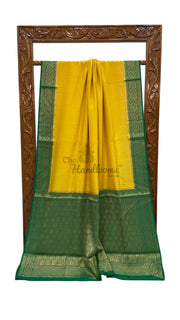 Mustard Yellow Moonga Georgette Handloom Banarasi Saree - The Handlooms