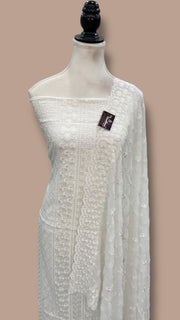 Pure Georgette Banarasi Chikankari Dress Material - The Handlooms