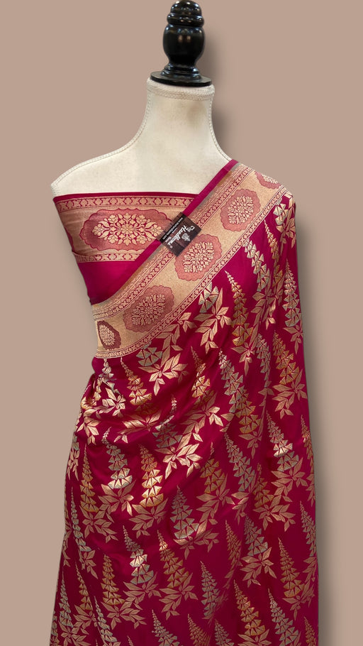 Pure Katan Silk Banarasi Handloom Saree - All Over Sona Roopa Jaal Work - The Handlooms