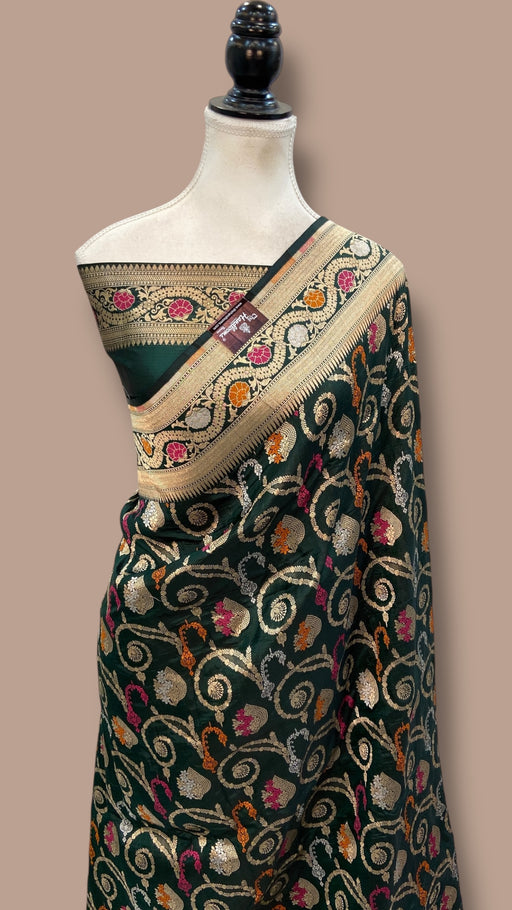 Pure Katan Silk Banarasi Handloom Saree - All over Jaal work With Meenakari - The Handlooms