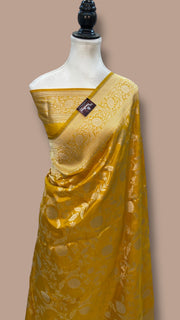 Pure Katan Silk Banarasi Handloom Saree - All Over Jaal Work - The Handlooms