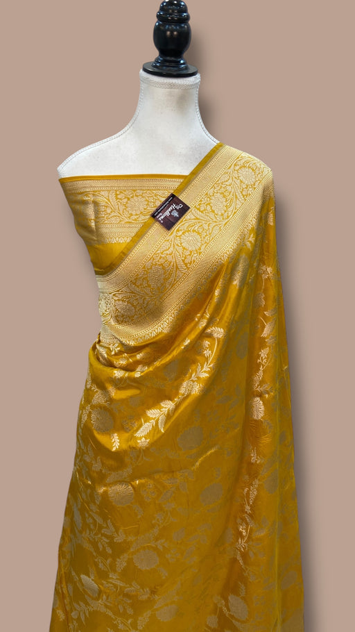Pure Katan Silk Banarasi Handloom Saree - All Over Jaal Work - The Handlooms