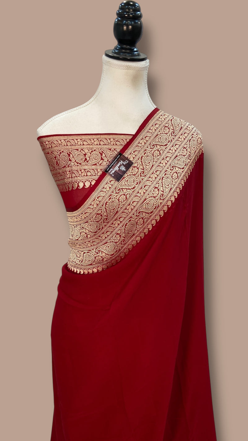 Khaddi Georgette Handloom Banarasi Saree - The Handlooms