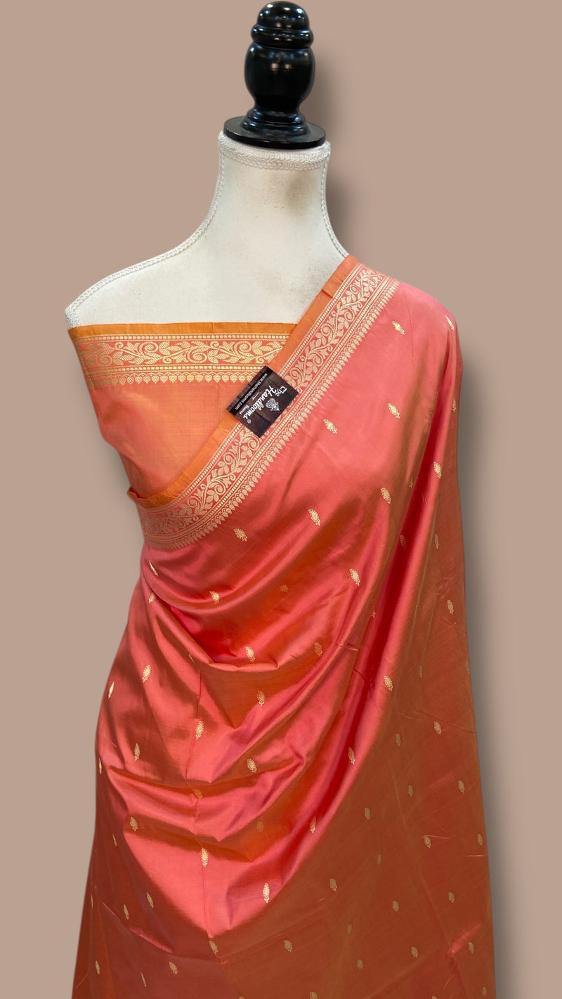 Pure Katan Silk Reshmi Zari Banarasi Handloom Saree - The Handlooms