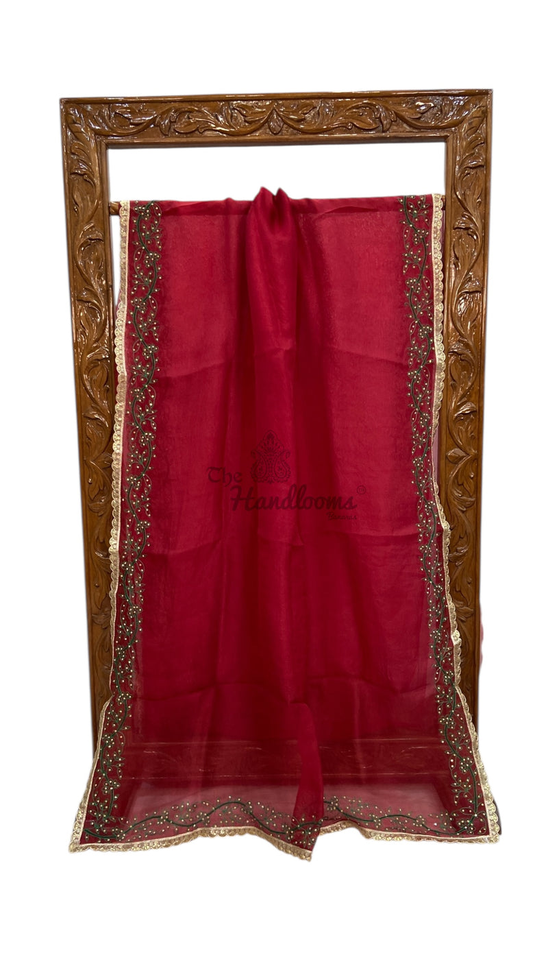 Pure Organza Handloom Banarasi Saree - Handwork - The Handlooms