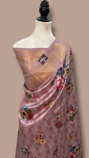 Pure Mango Silk Banarasi Handlokom Saree With Digital Print - The Handlooms