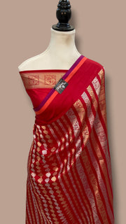 Red Nita Ambani Pure Katan Silk Banarasi Handloom Saree - All over Jaal work - With Meenakari - The Handlooms