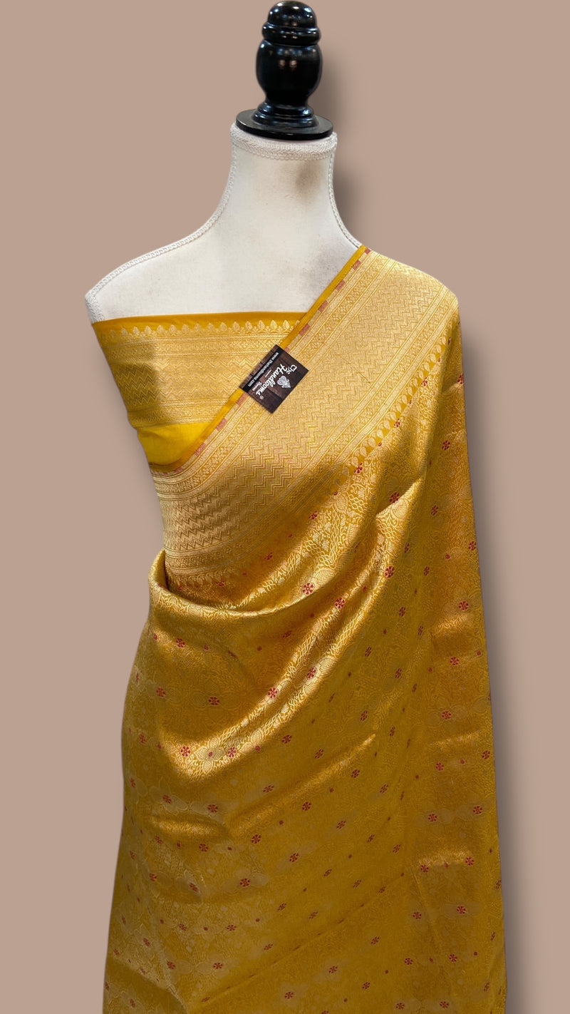 Regal Pure Katan Silk Banarasi Saree – Handwoven Tanchui Brocade With Meenakari Work
