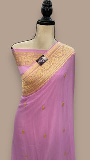 Pure Georgette Banarasi Saree - Gold zari - The Handlooms