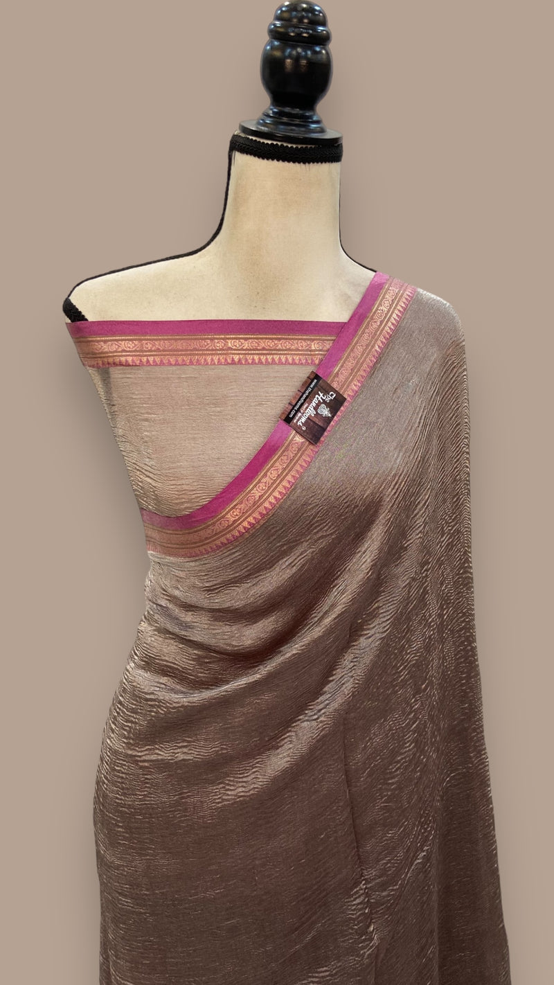 Pure Kora Tissue Crush Handloom Banarasi Saree - The Handlooms