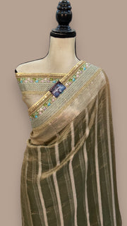 Pure Kora Tissue Handloom Banarasi Saree With Lace - The Handlooms