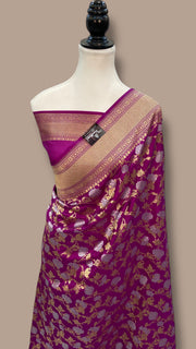 Pure Katan Silk Banarasi Handloom Saree - All over Sona Roopa Jaal work - The Handlooms