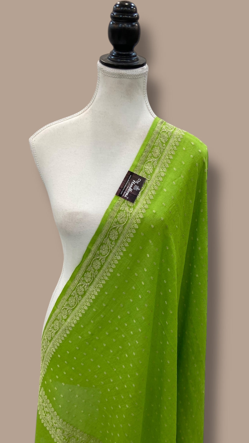 Pure Moonga Handloom Dupatta - Water Zari - The Handlooms