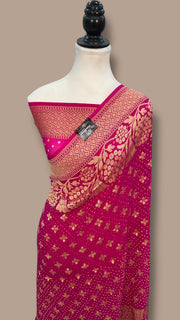 Pure Georgette Banarasi Bandhej Handloom Saree - The Handlooms