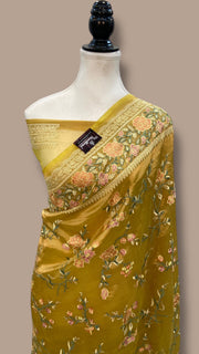 Pure Tissue Handloom Banarasi Saree With Chikankari - The Handlooms