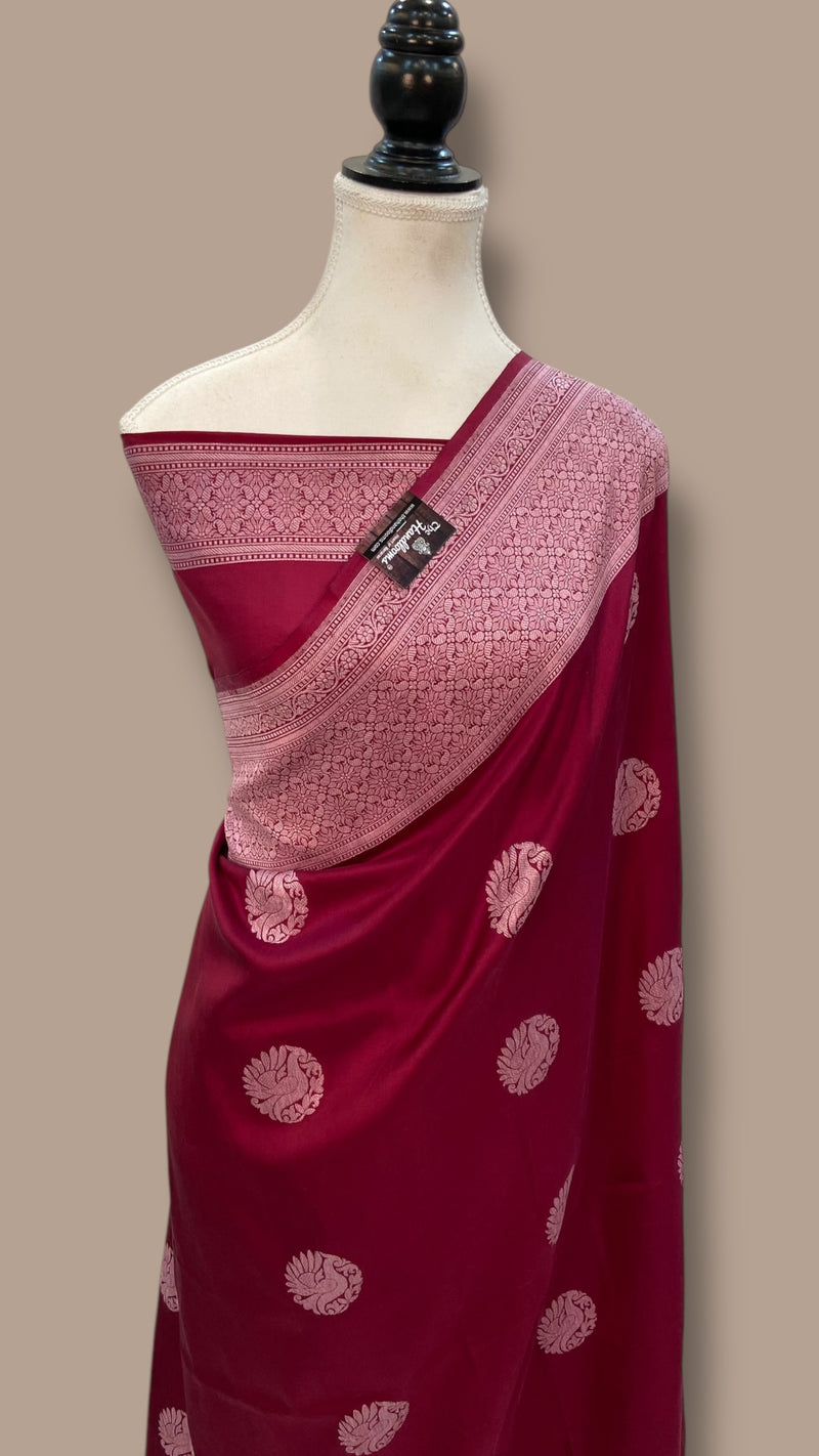 Pure Katan Silk Banarasi Handloom Saree - All over Kadua motifs - The Handlooms