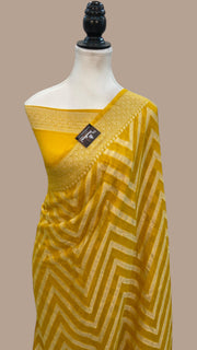 Yellow Pure Chiffon Khaddi Banarasi Saree - The Handlooms