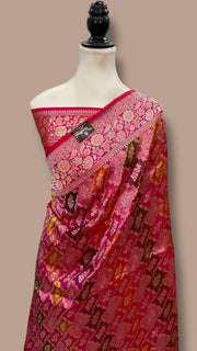 Pure Katan Silk Banarasi Handloom Saree - All over Jaal Work With Rangkart - The Handlooms