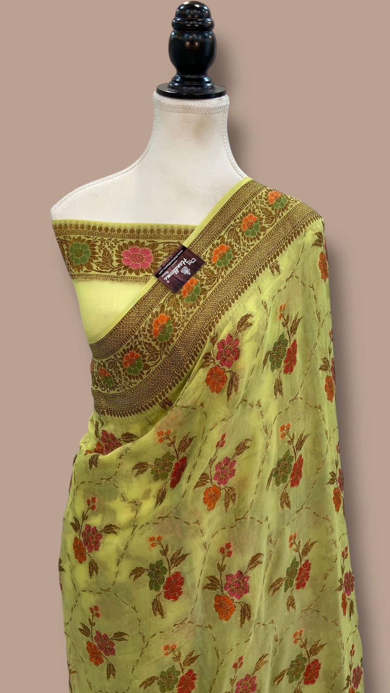 Pure Chiffon Khaddi Banarasi Saree - The Handlooms