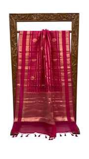 Pink Pure Kora Handloom Banarasi Saree - The Handlooms