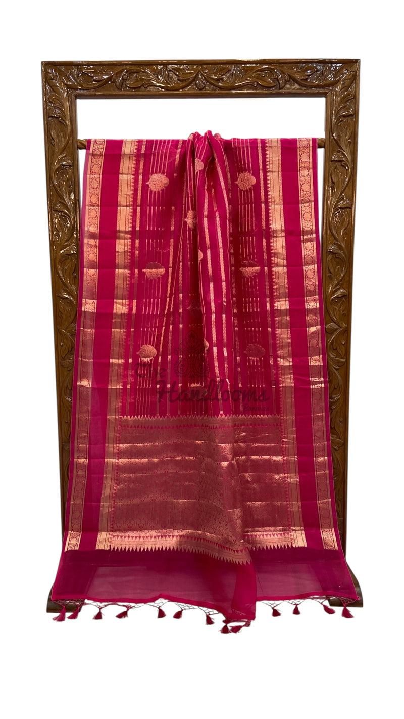 Pink Pure Kora Handloom Banarasi Saree - The Handlooms