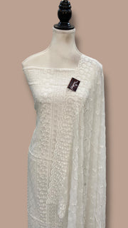 Pure Georgette Banarasi Chikankari Dress Material - The Handlooms