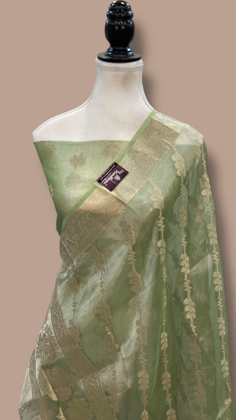 Pure Kora Tissue Handloom Banarasi Dress material - The Handlooms