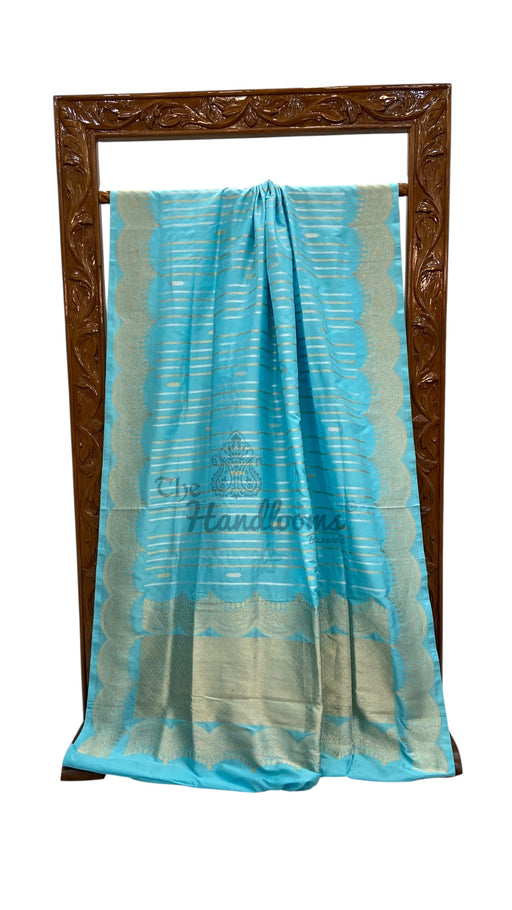 Pure Katan Silk Banarasi Handloom Saree - All over soona roopa  Kadua stripe - The Handlooms