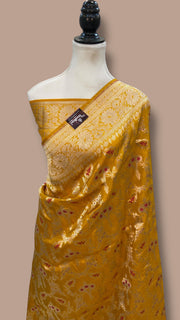 Pure Katan Silk Banarasi Handloom Saree - All Over Jaal Work - With Meenakari - The Handlooms