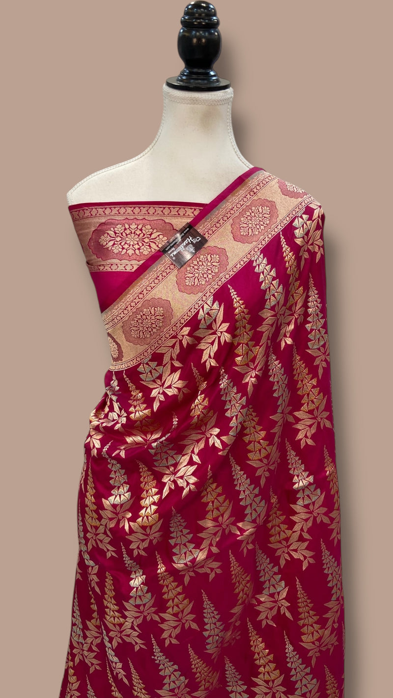 Pure Katan Silk Banarasi Handloom Saree - All Over Sona Roopa Jaal Work - The Handlooms