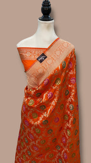 Pure Katan Silk Banarasi Handloom Saree - All over Jaal work With Meenakari - The Handlooms