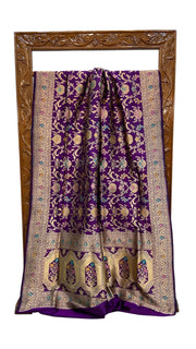 Pure Katan Silk Banarasi Handloom Saree - All over Jaal work With Meenakari - The Handlooms