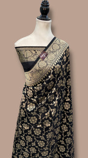 Pure Katan Silk Banarasi Handloom Saree - All Over Jaal Work - The Handlooms