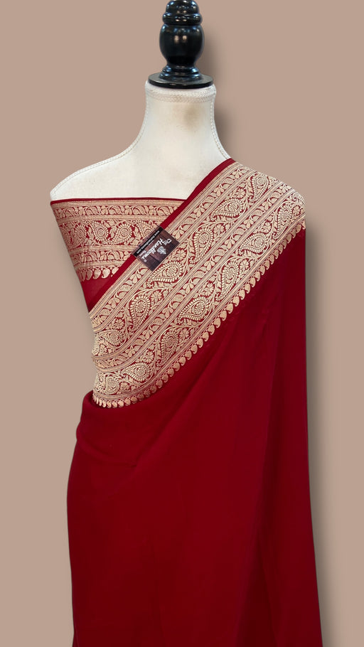 Khaddi Georgette Handloom Banarasi Saree - The Handlooms