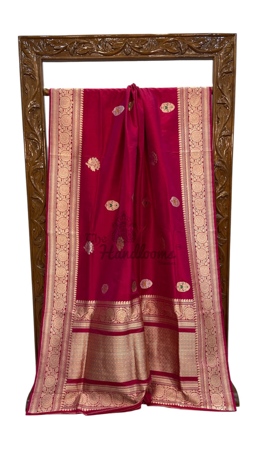 Pure Katan Silk Banarasi Handloom Saree - All Over Kadiyal Boota - The Handlooms