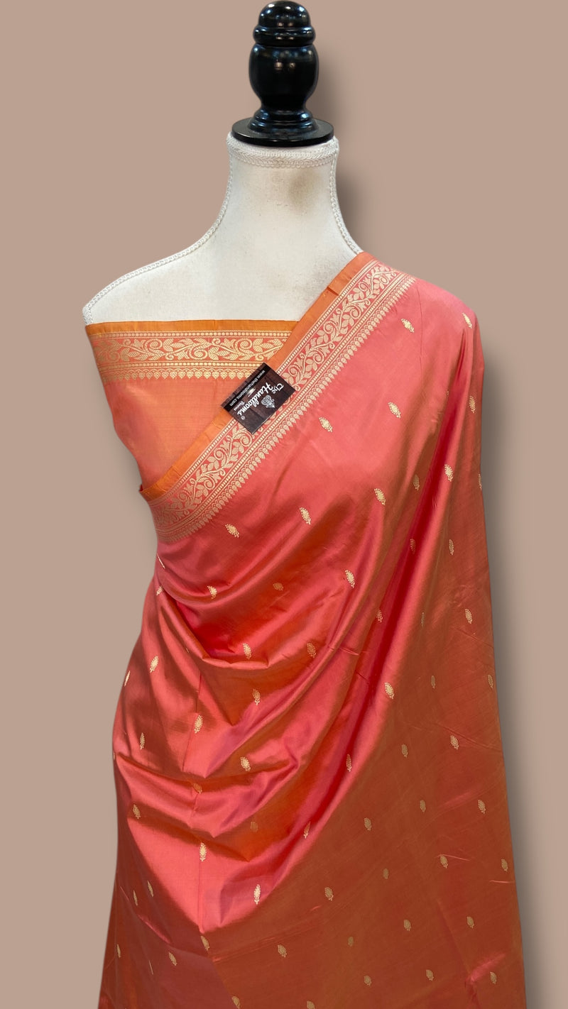 Pure Katan Silk Reshmi Zari Banarasi Handloom Saree - The Handlooms