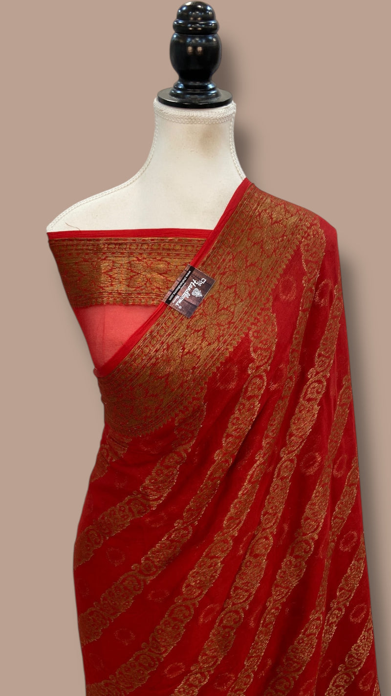Pure Chiffon Khaddi Banarasi Saree - The Handlooms