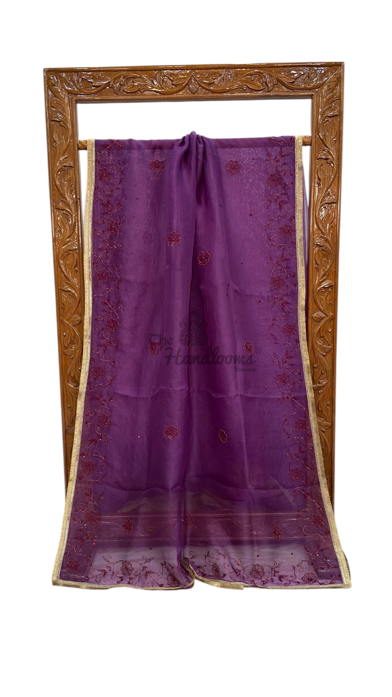 Pure Organza Handloom Banarasi Saree - Handwork - The Handlooms